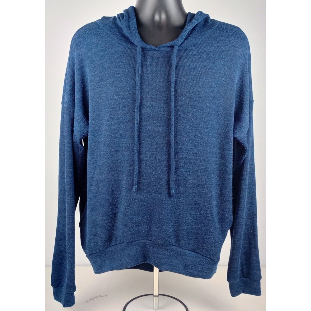 Earthbound Men's M Blue Long Sleeve Lightweight Hooded Sweater Pockets